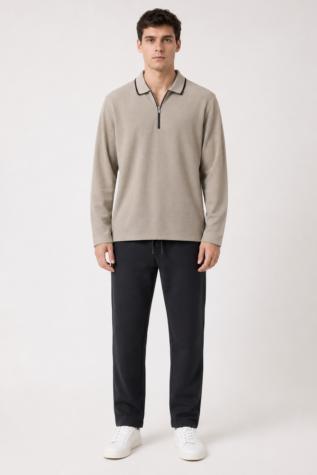 Men’s Black Brushed Seer Sucker Winter Lower – Regular Fit Knitted
