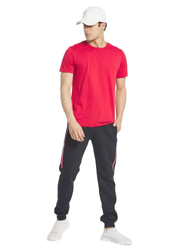 Octave Men Navy Blue Solid Cotton Track Pants