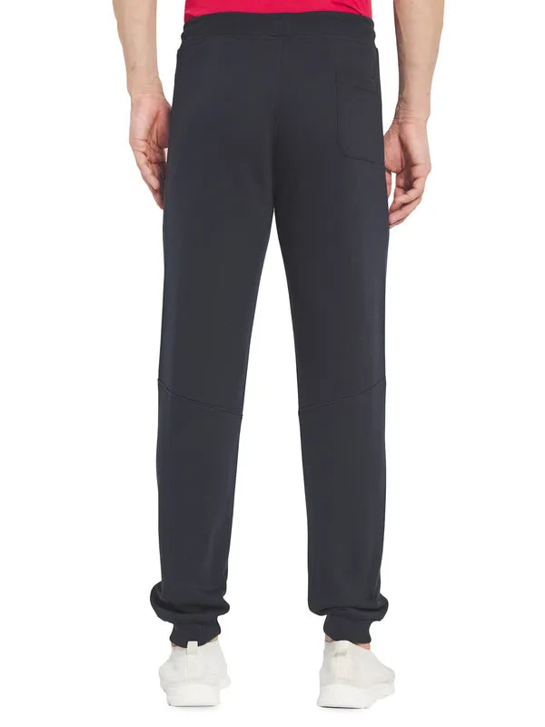 Octave Men Navy Blue Solid Cotton Track Pants
