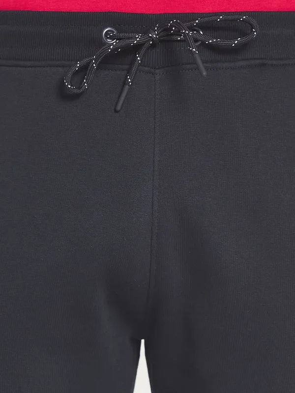 Octave Men Navy Blue Solid Cotton Track Pants