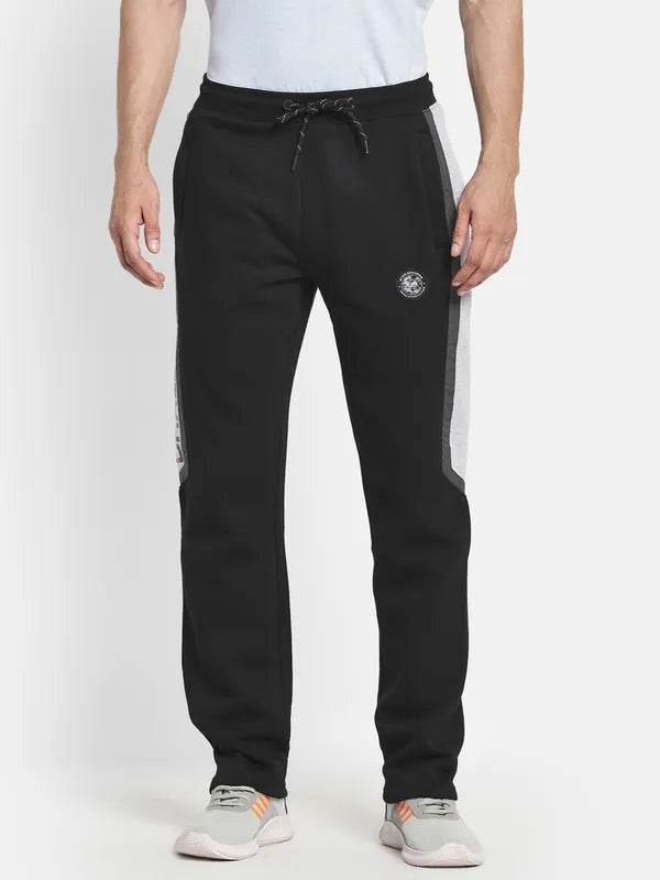 Men Black Solid Pure Cotton Track Pants