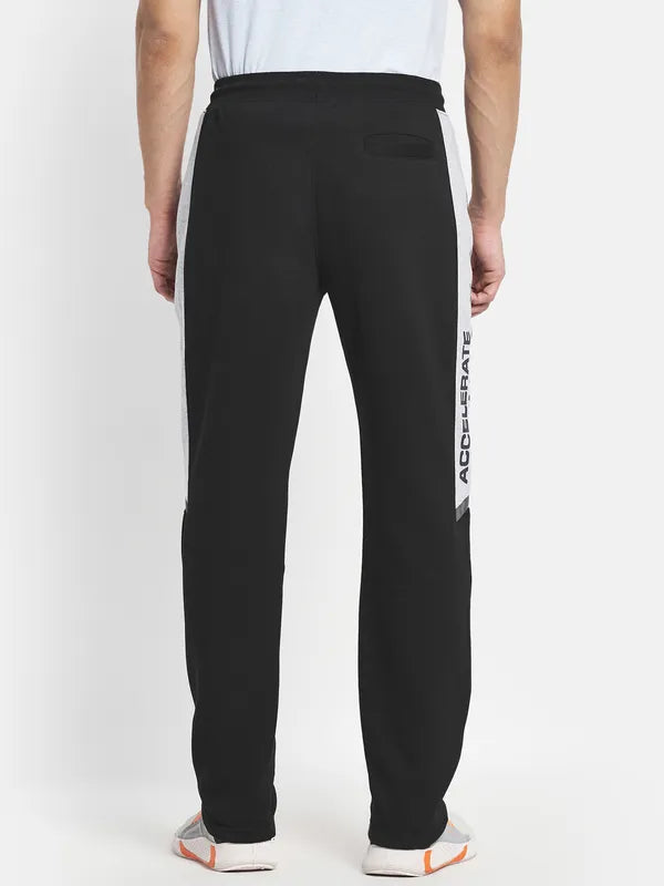 Men Black Solid Pure Cotton Track Pants