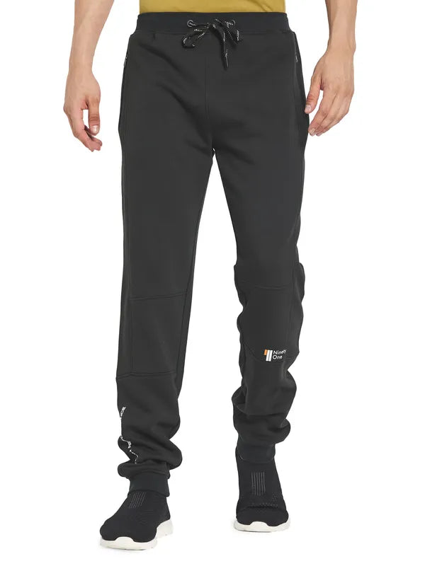 Octave Men Olive Green Solid Cotton Track Pants