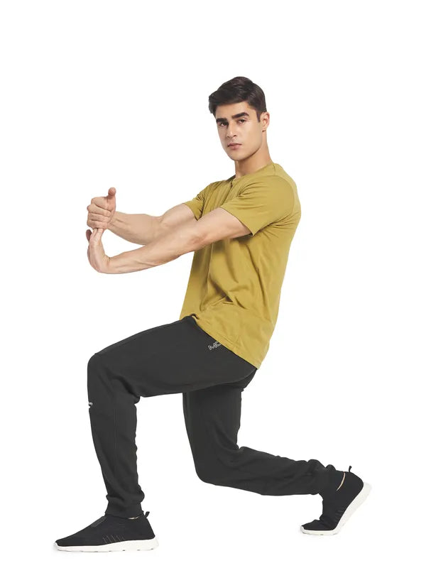 Octave Men Olive Green Solid Cotton Track Pants