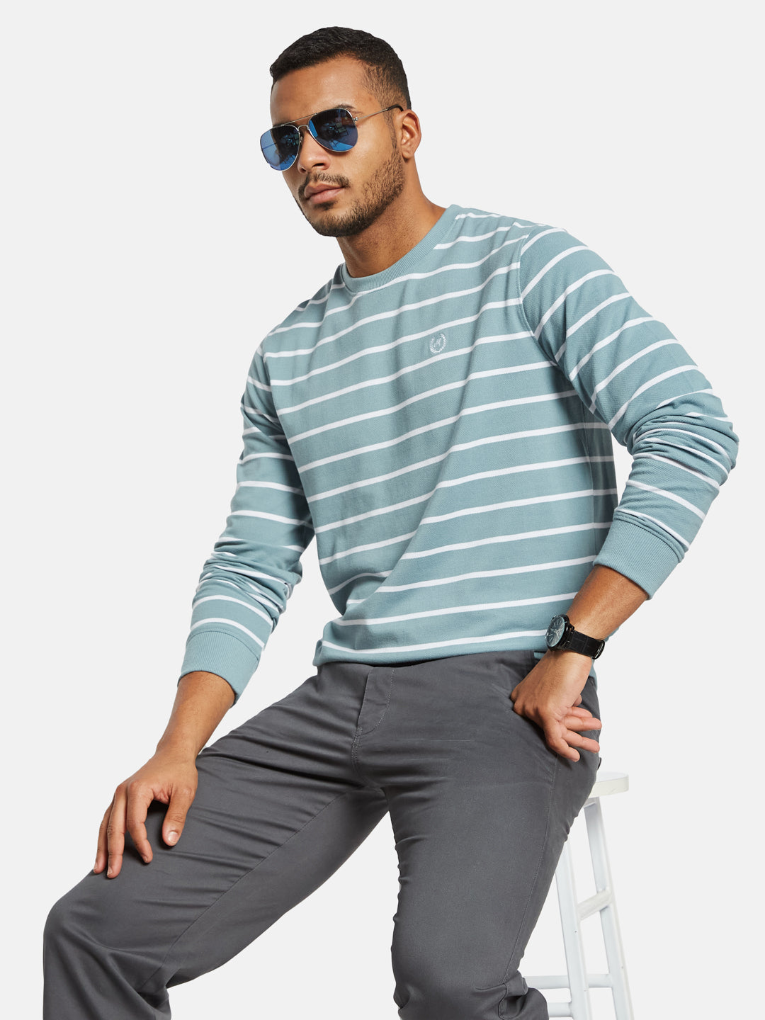 METTLE Men Striped Pockets T-shirt