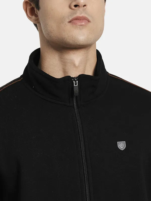 Men Fleece Black Solid Tracksuits