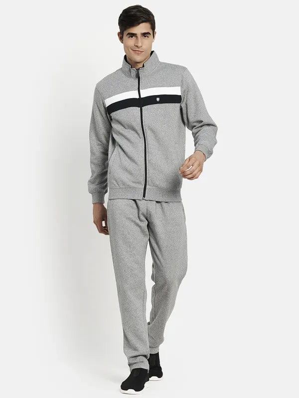 Men Grey Solid Tracksuits
