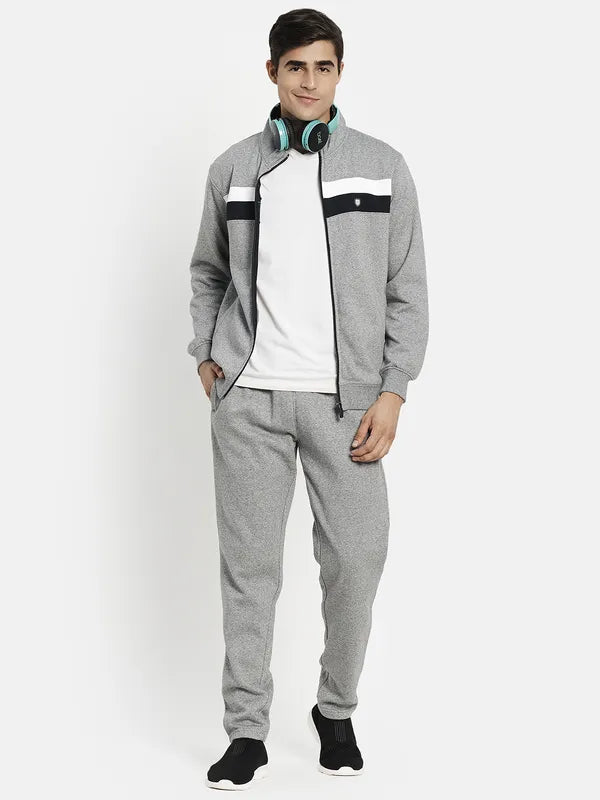 Men Grey Solid Tracksuits