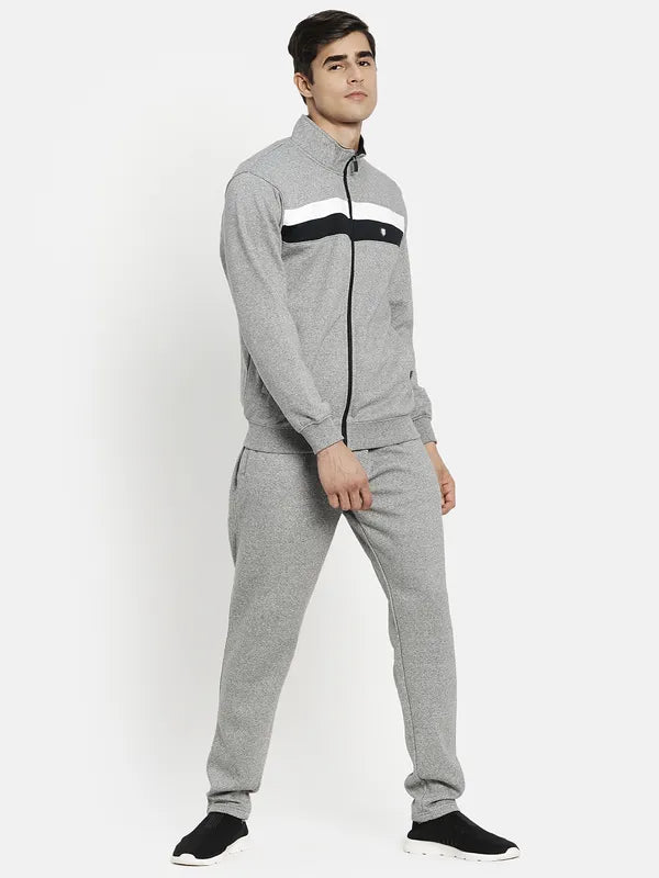 Men Grey Solid Tracksuits