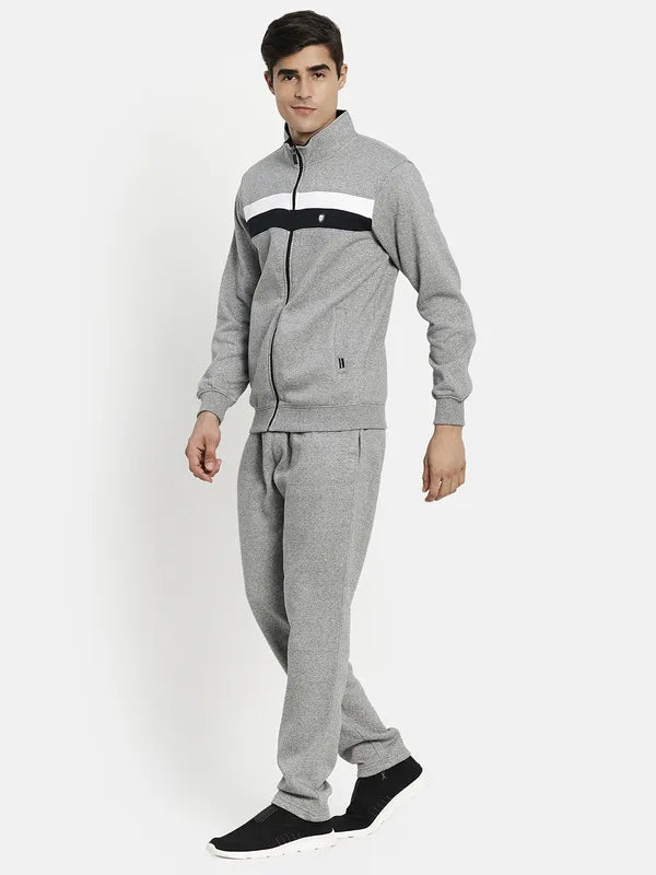 Men Grey Solid Tracksuits