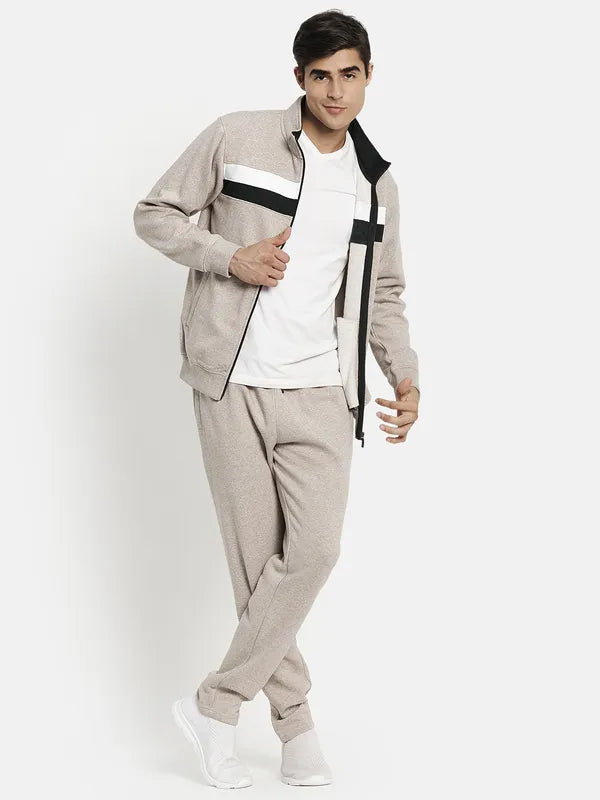 Men Brown Solid Tracksuits