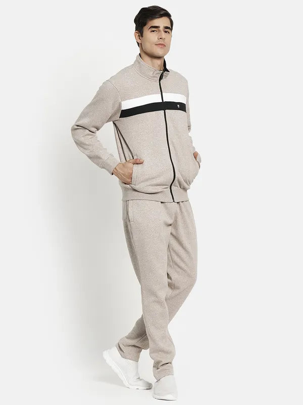 Men Brown Solid Tracksuits