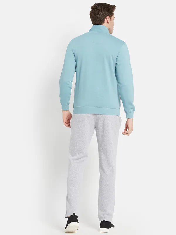 Men Blue Grey Colourblocked Cotton Track Suit