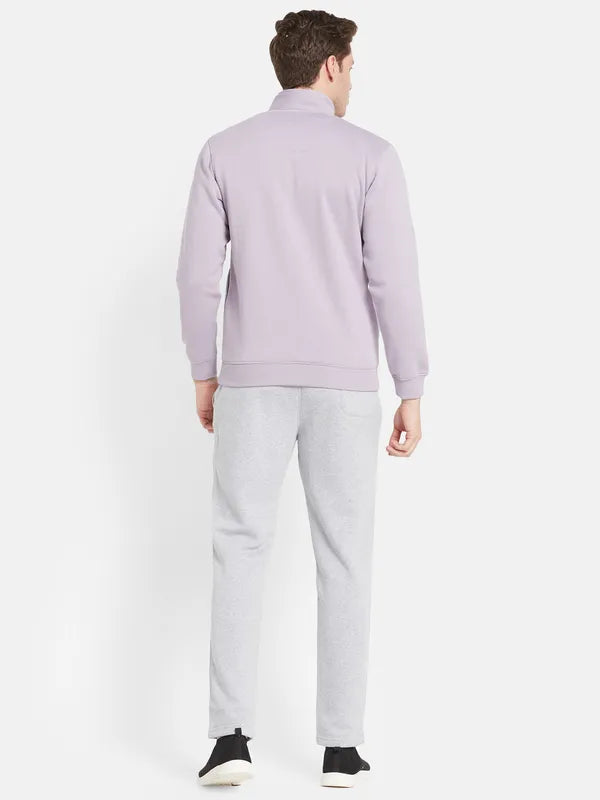 Men Lilac-Colored Grey Colorblocked Tracksuits