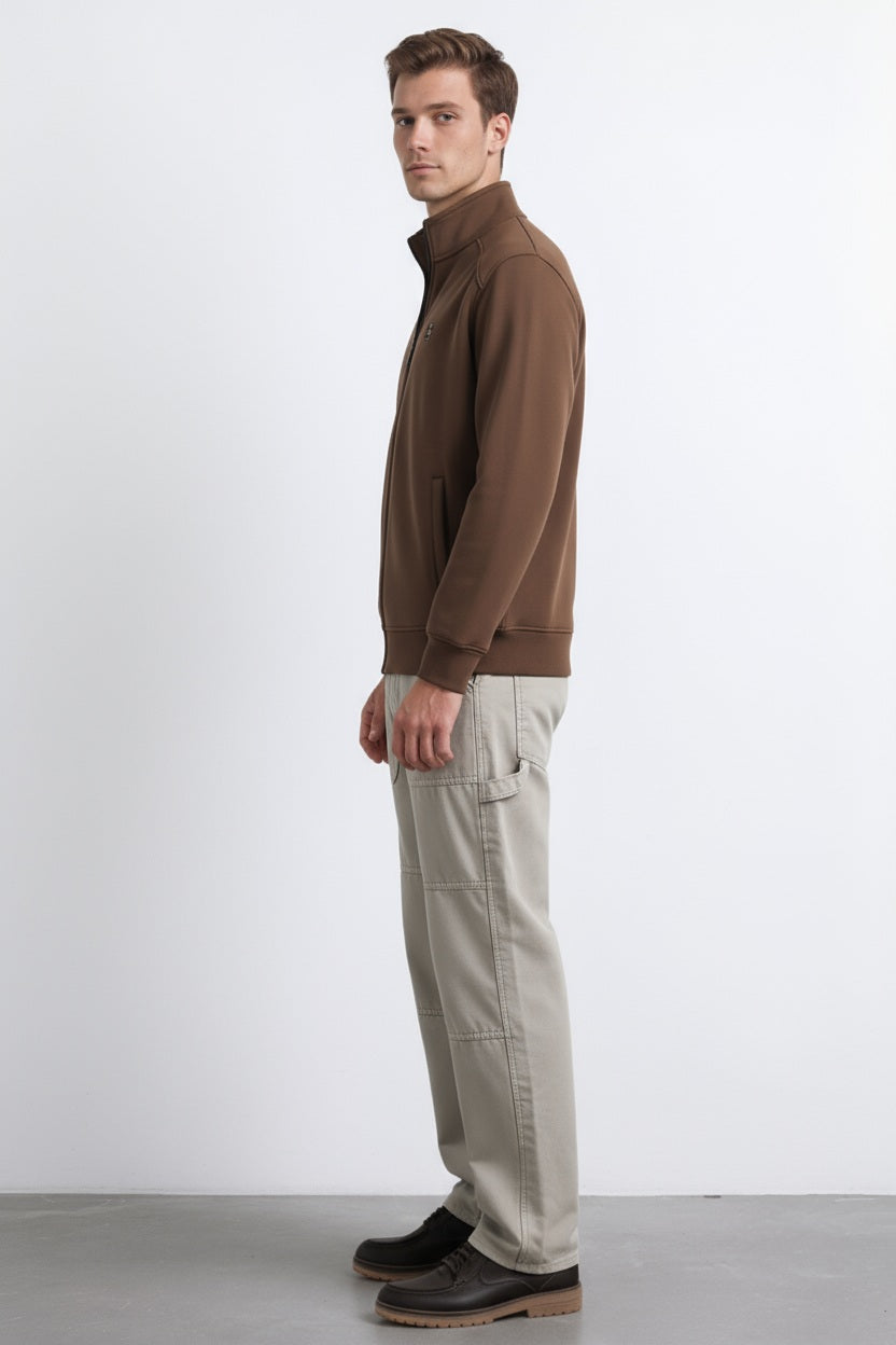 Octave Men Coffee Solid Mandrain Neck Sweatshirt