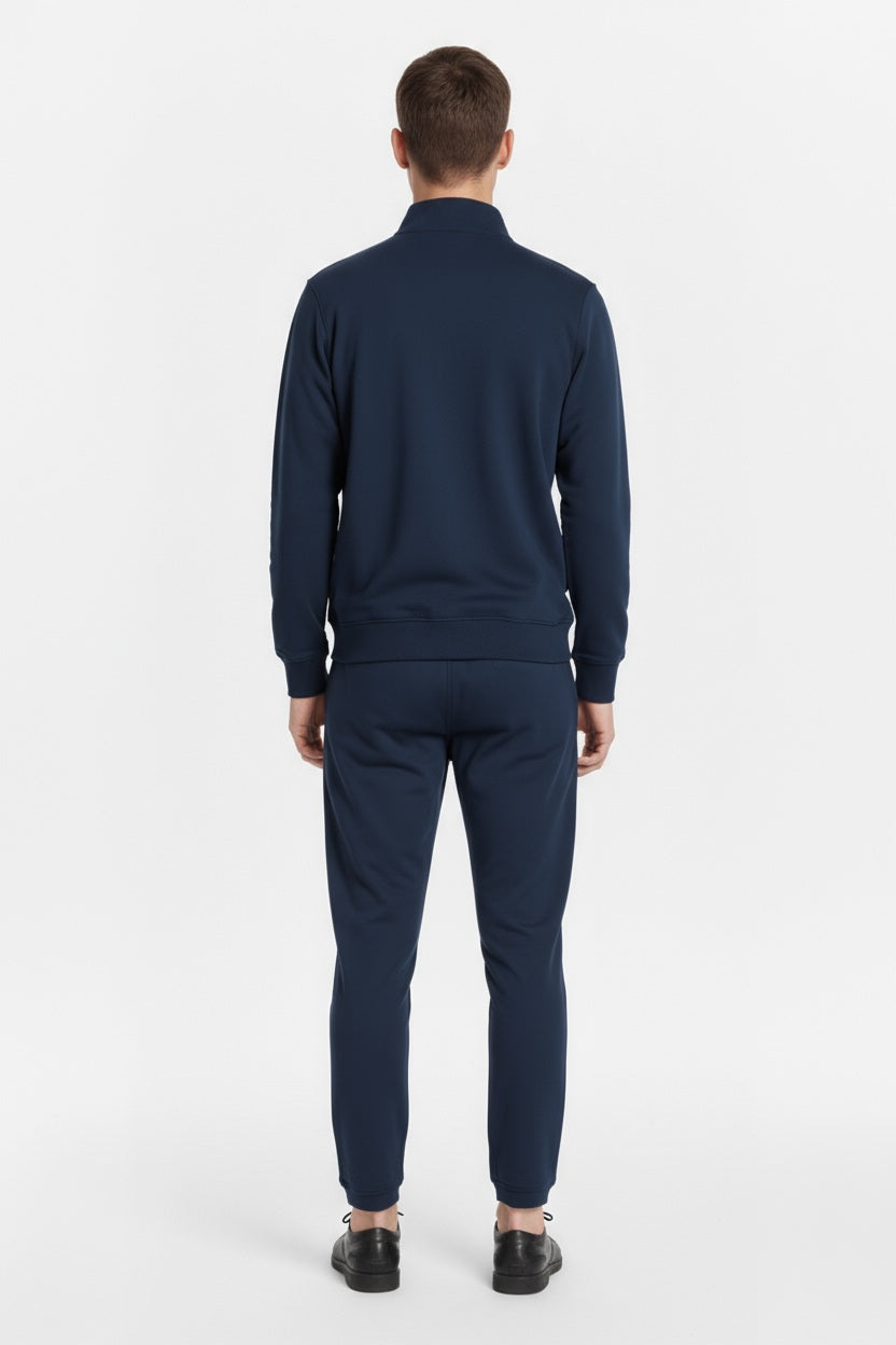 Men Colourblocked Mock Collar Mid-Rise Tracksuits