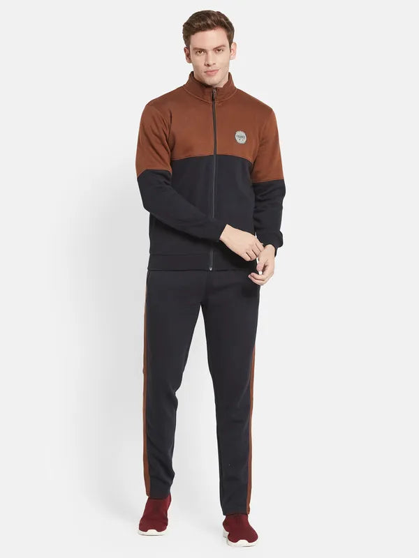 Men Tan Black Colourblocked Tracksuits