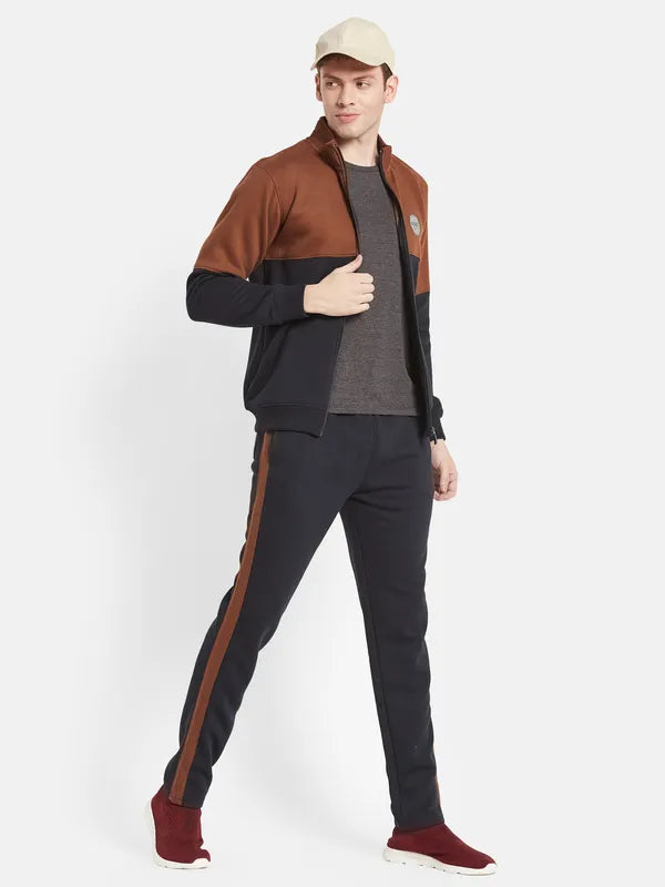 Men Tan Black Colourblocked Tracksuits