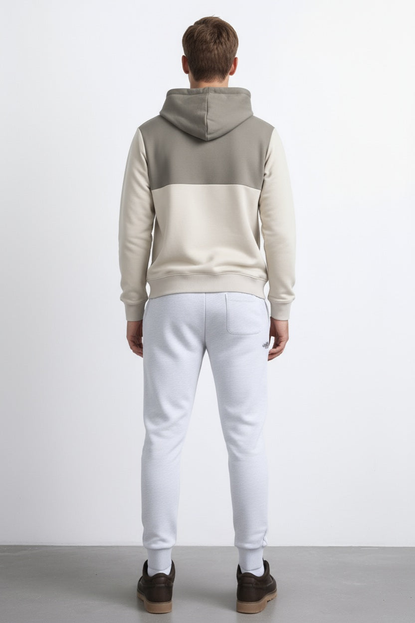 Octave Men Stone Colourblocked Mandarin Neck Sweatshirt