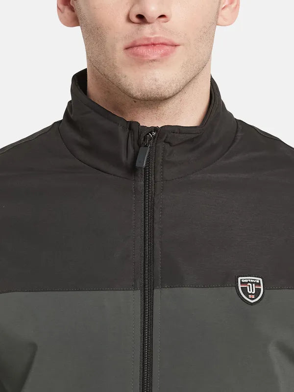 Men Green Black Colour-Blocked Cottontracksuits