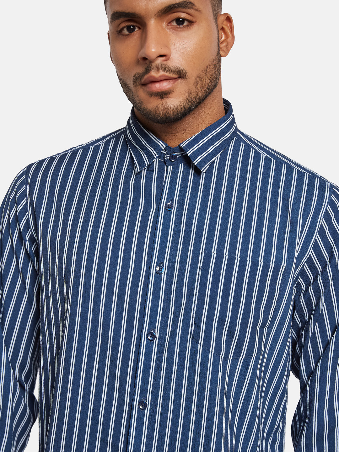 METTLE Men Multi Stripes Opaque Striped Casual Shirt