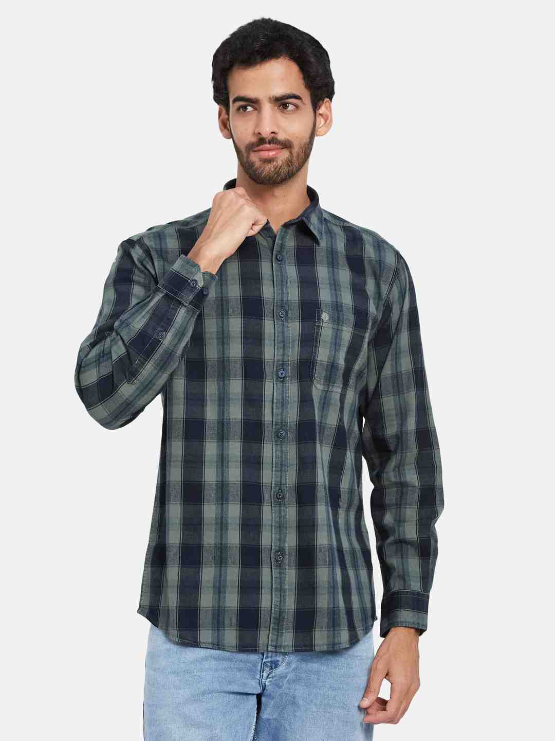 Mettle Tartan Checked Cotton Casual Shirt