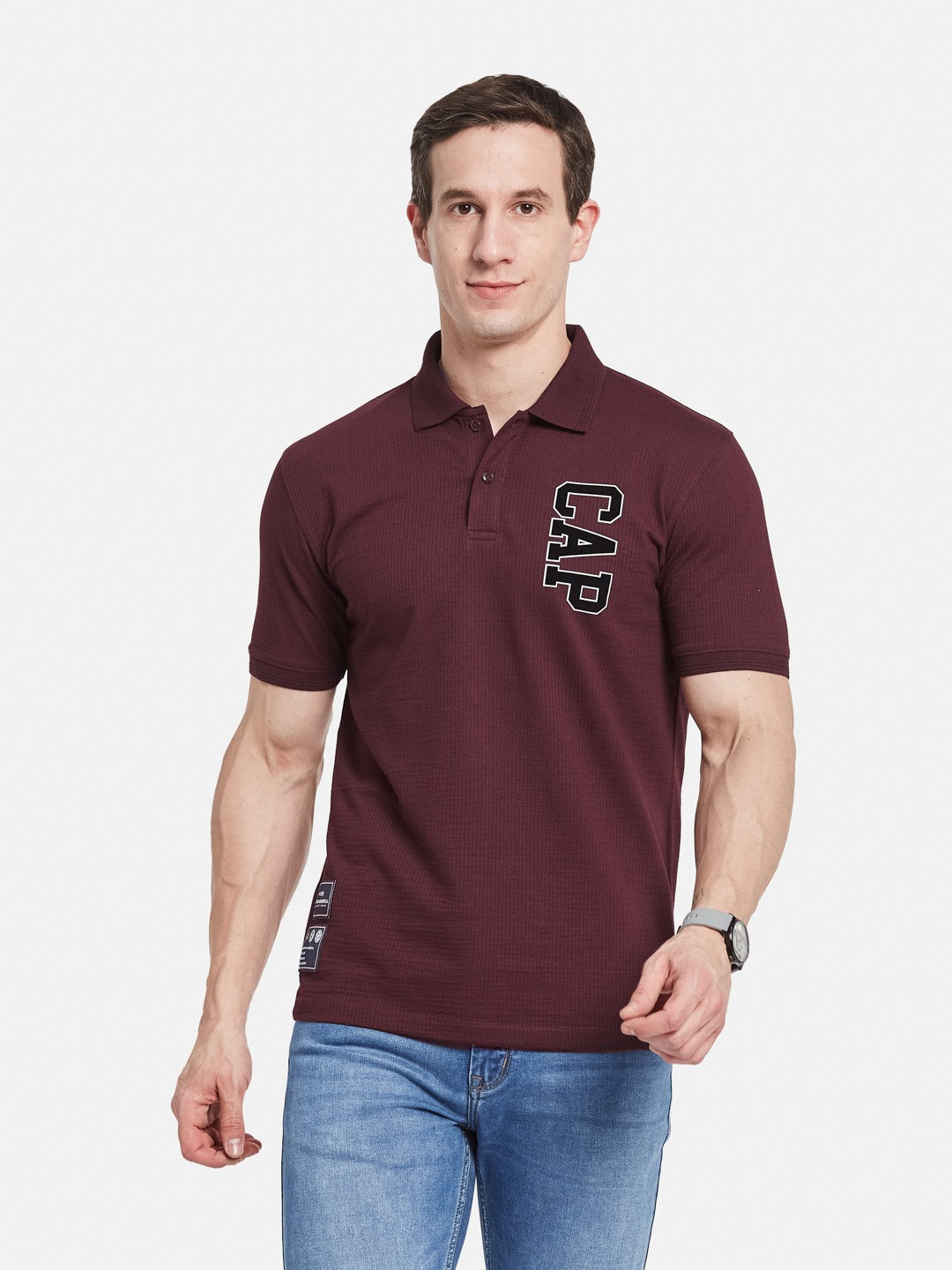 Octave Men Captain America Printed Polo Collar T-shirt