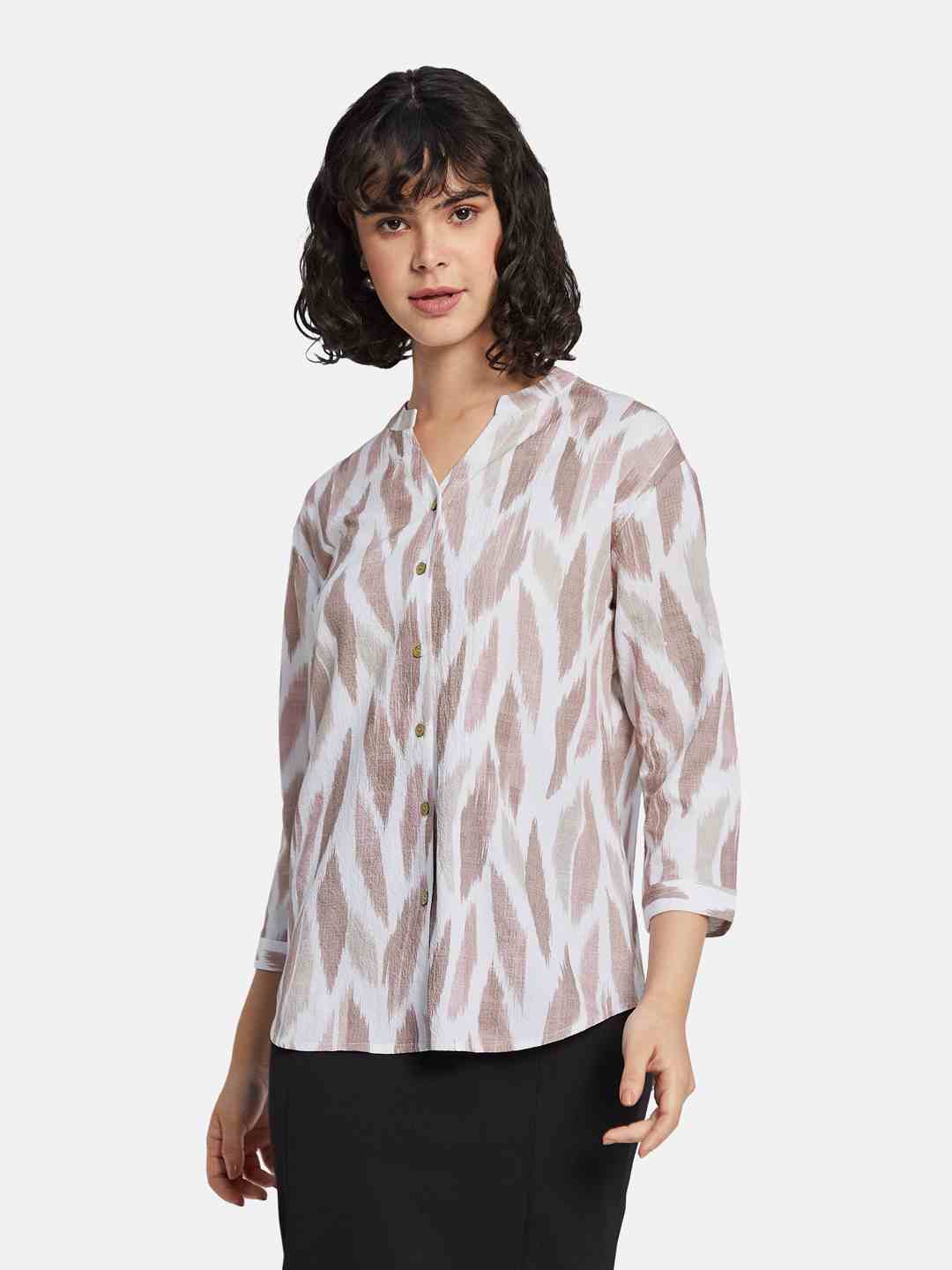 METTLE Floral Print Cotton Shirt Style Top