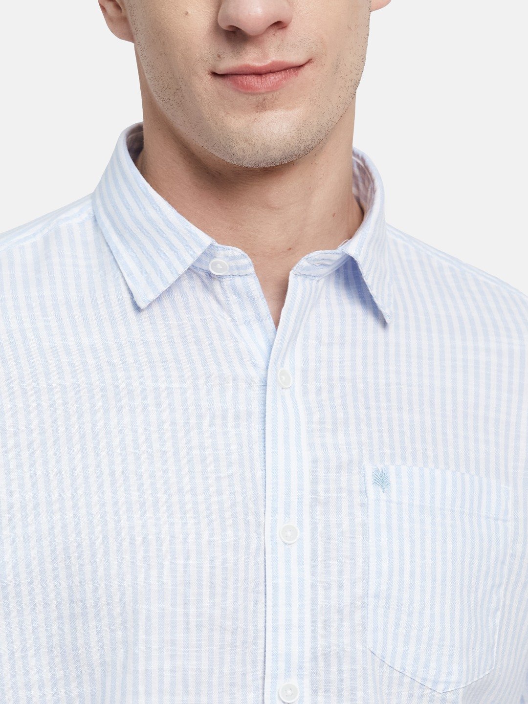 METTLE Men Spread Collar Vertical Striped Cotton Casual Shirt