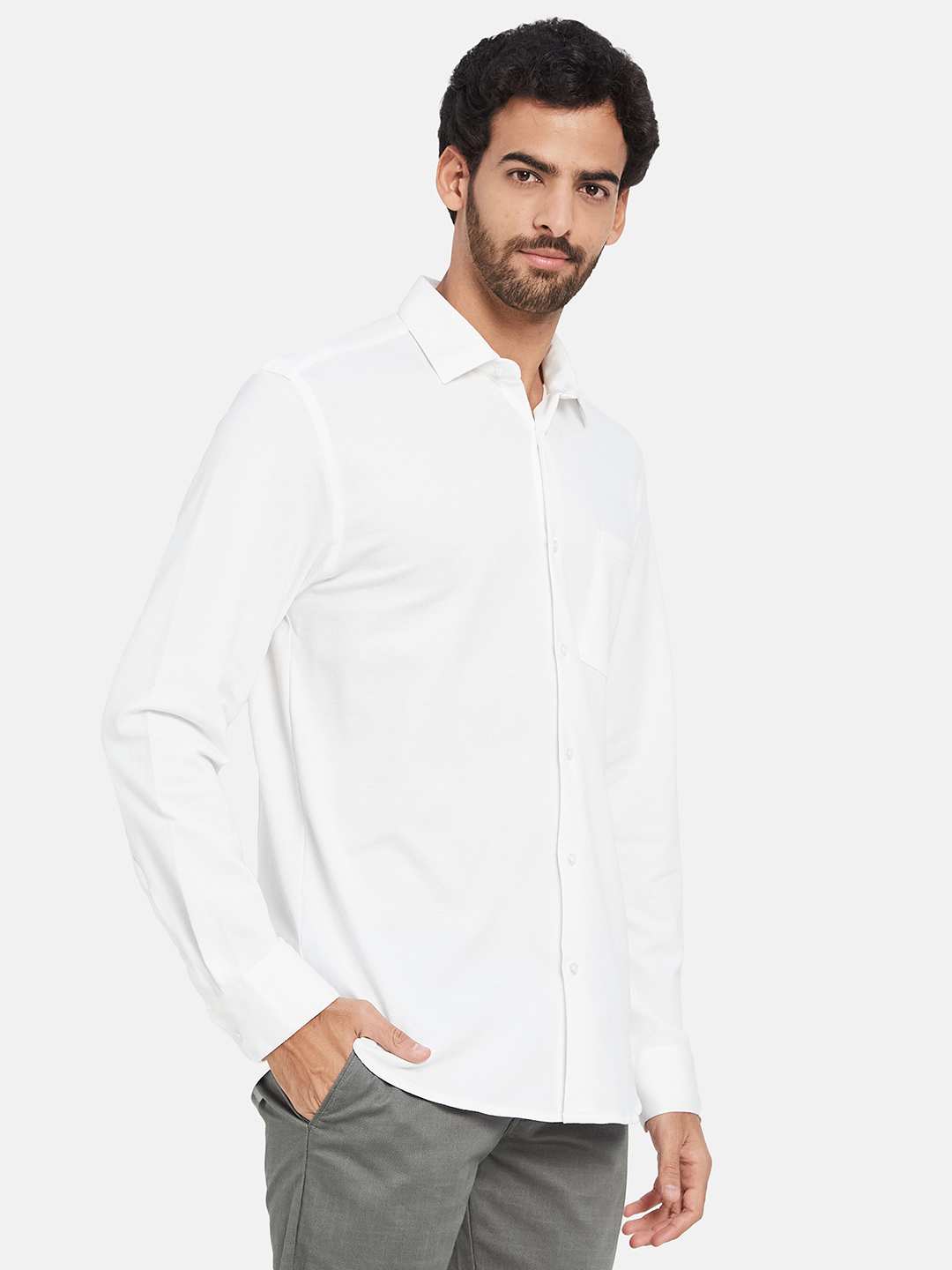 Mettle Spread Collar Long Sleeves Casual Cotton Shirt