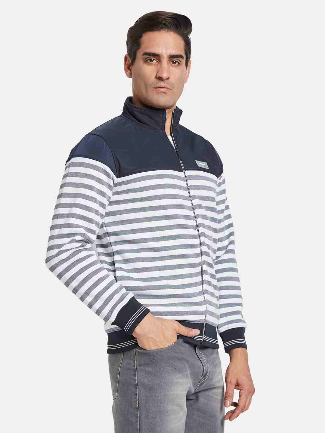 Octave Men Striped Printed Sweatshirt