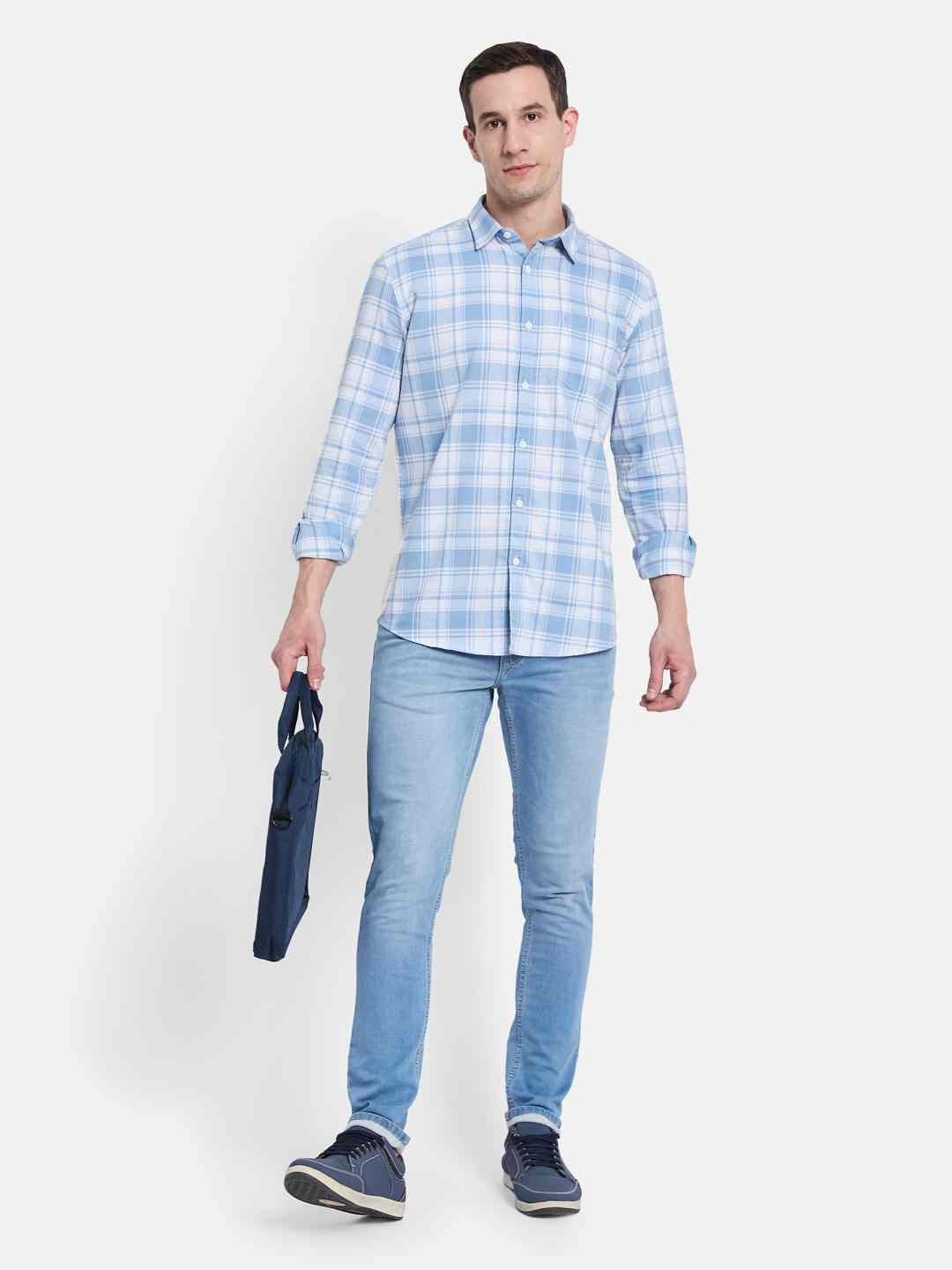 METTLE Men Opaque Checked Casual Shirt