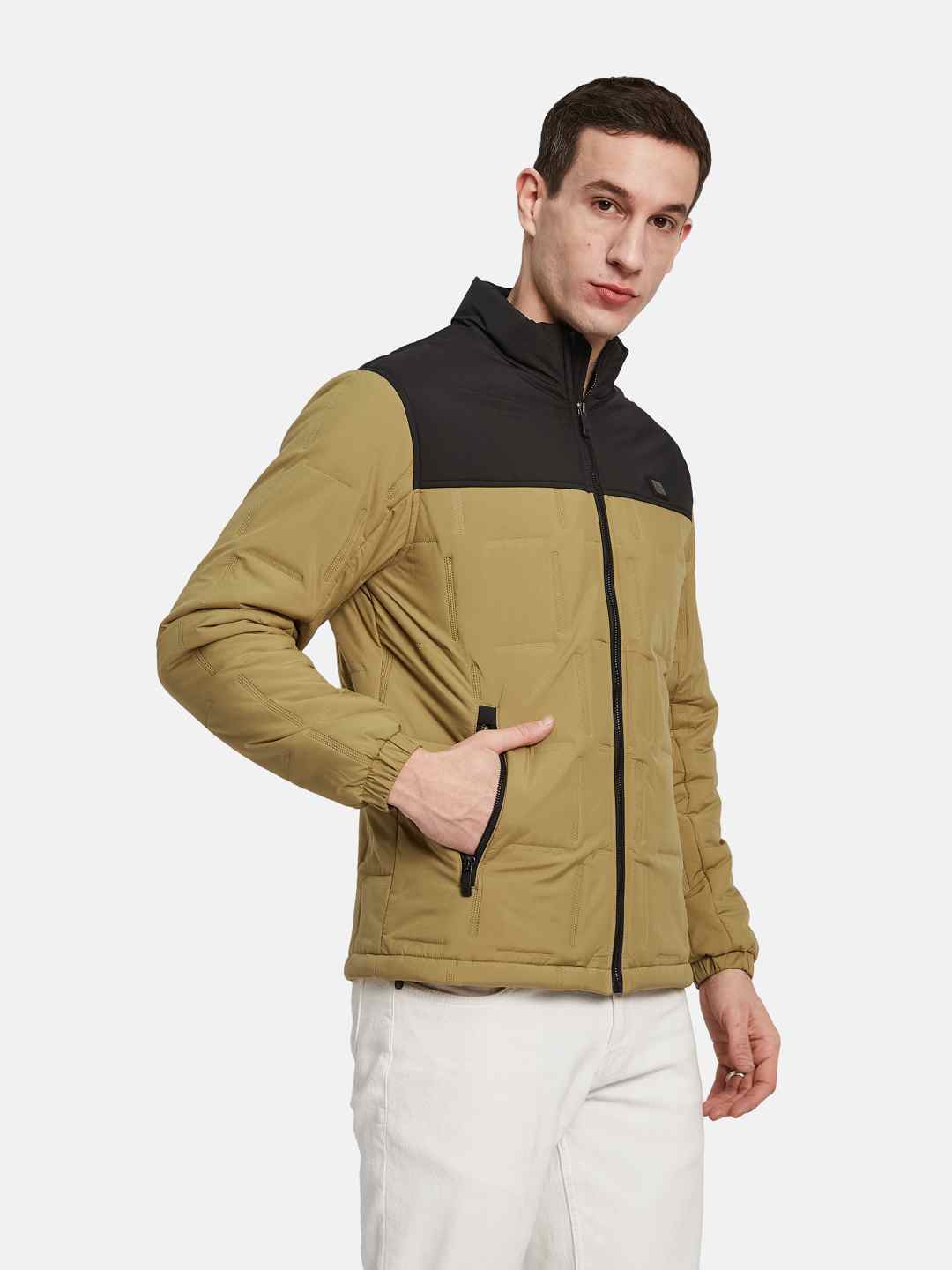 METTLE Men Colourblocked Bomber Jacket