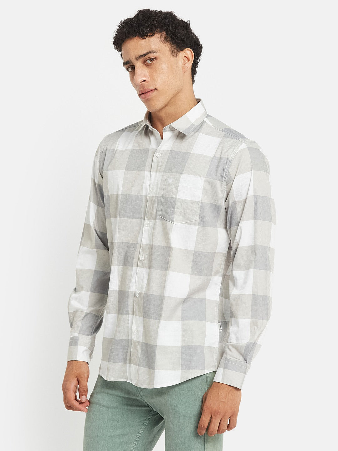 METTLE SS25 Striped Cotton Spread Collar Casual Shirt