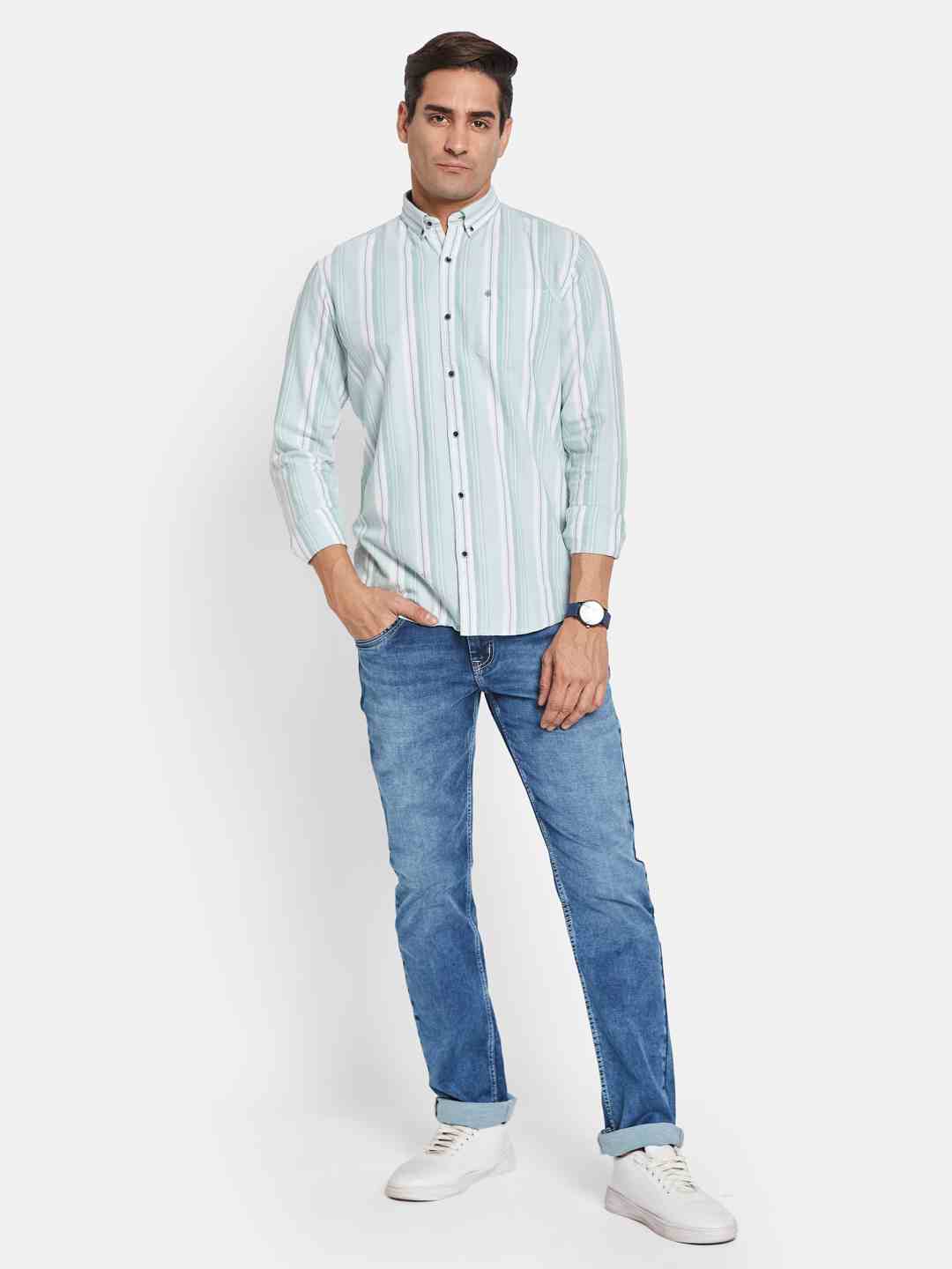 METTLE Men Multi Stripes Striped Casual Shirt