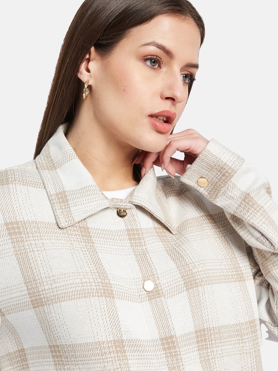 METTLE Women Spread Collar Checked Casual Shirt