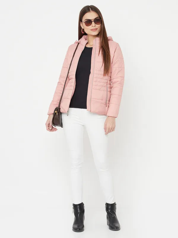 Mettle Women Pink Full Sleeve Puffer Jacket