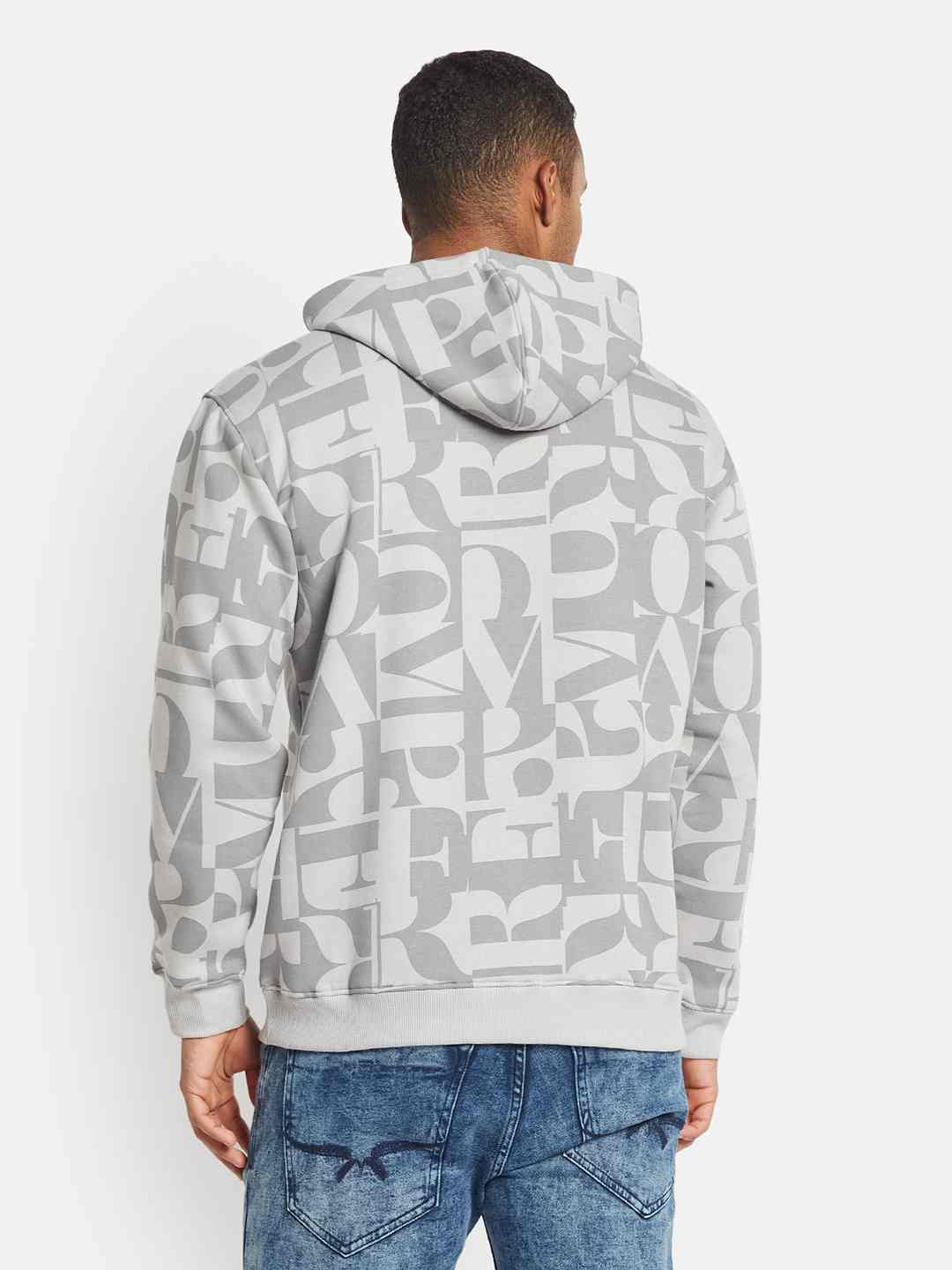 Octave Men Typography Printed Hooded Pullover Long Sleeves Sweatshirt