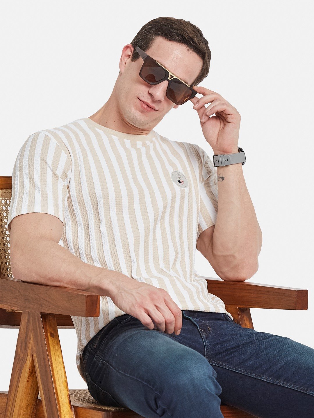 Octave Men Striped T-shirt