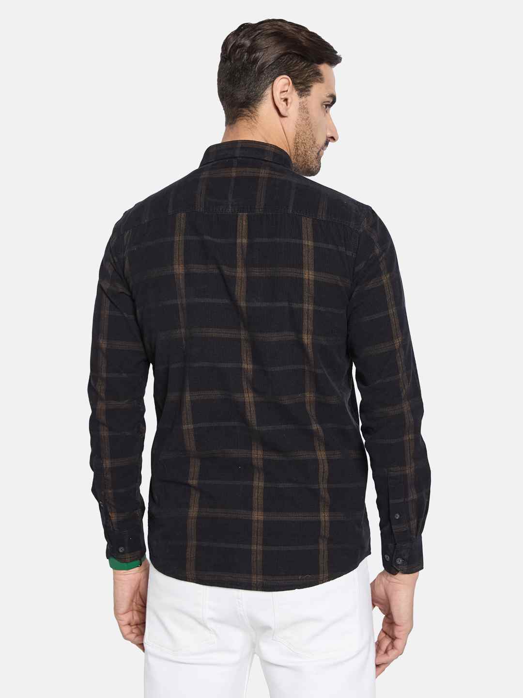 METTLE Men Spread Collar Checked Cotton Casual Shirt