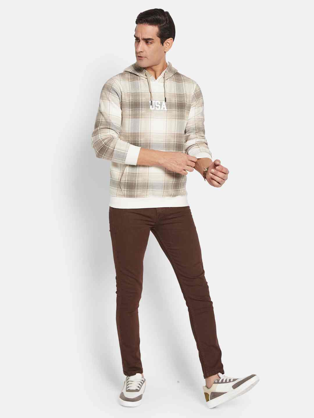 Octave Men Colourblocked Hooded Sweatshirt