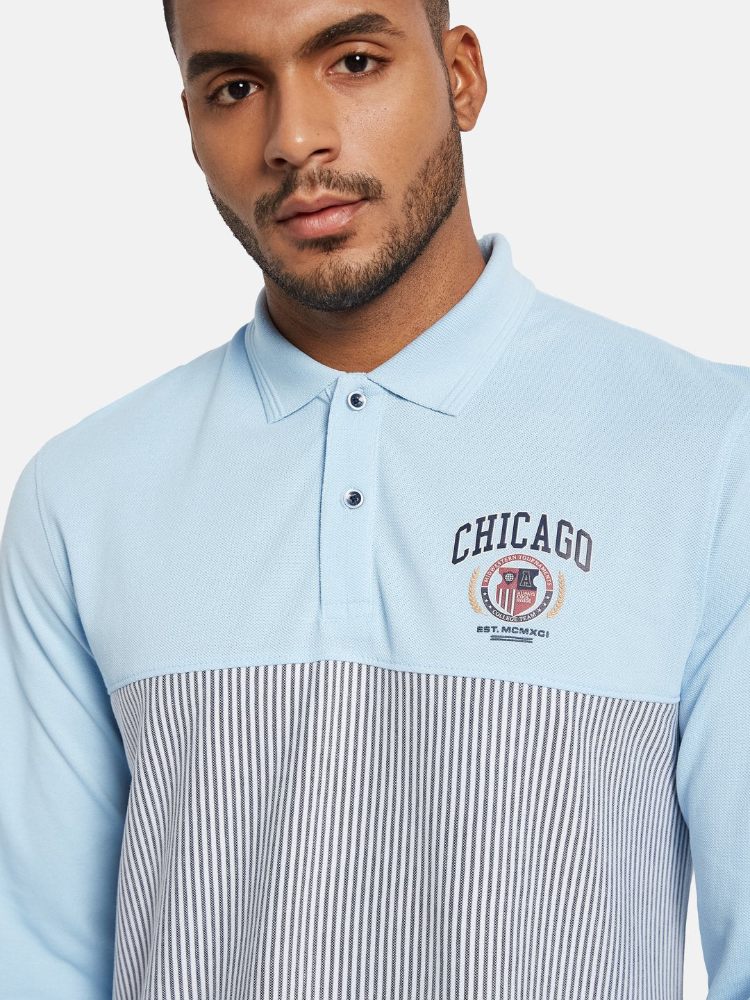 METTLE Men Colourblocked Polo Collar T-shirt