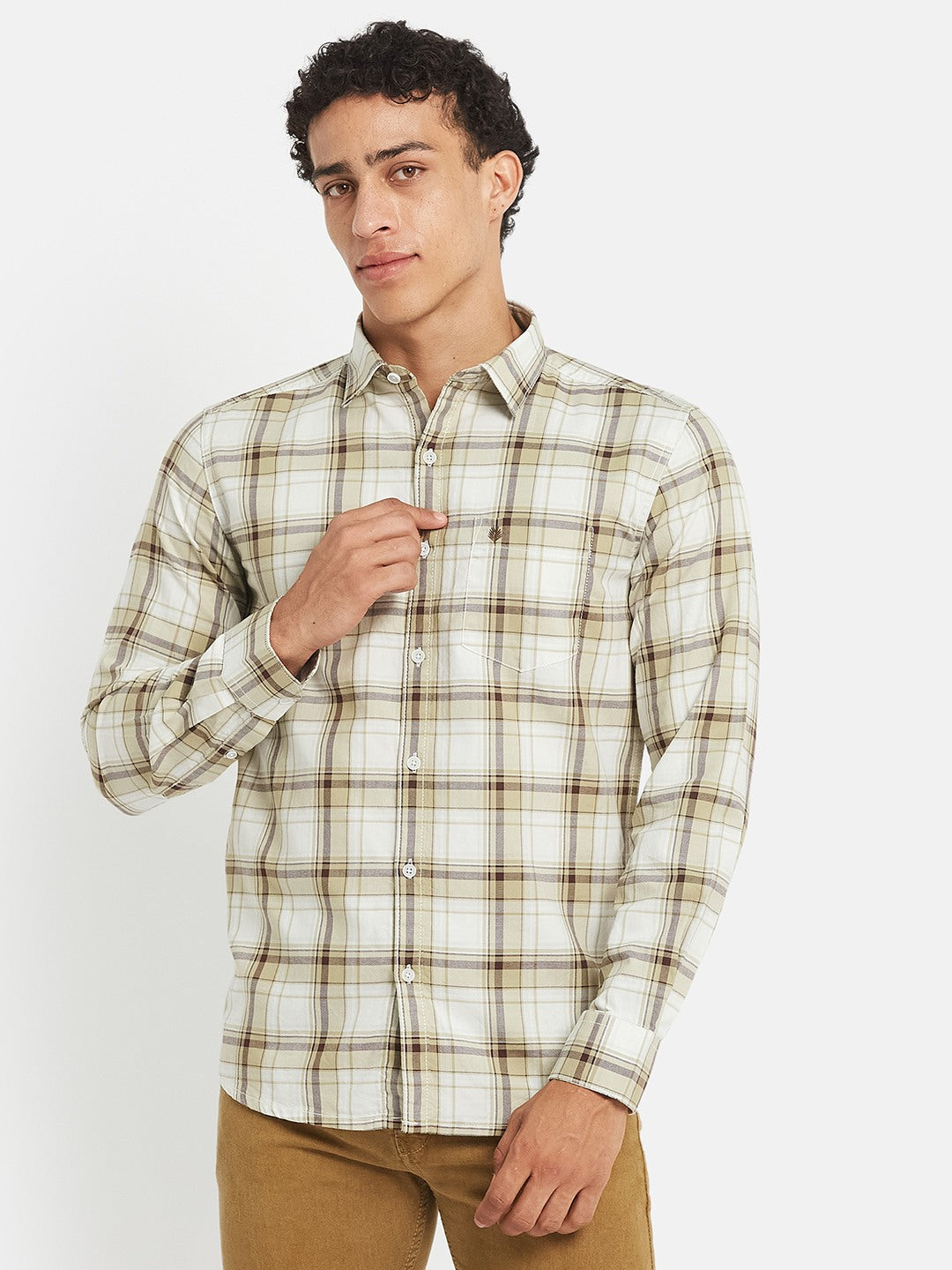 METTLE SS25 Striped Cotton Spread Collar Casual Shirt