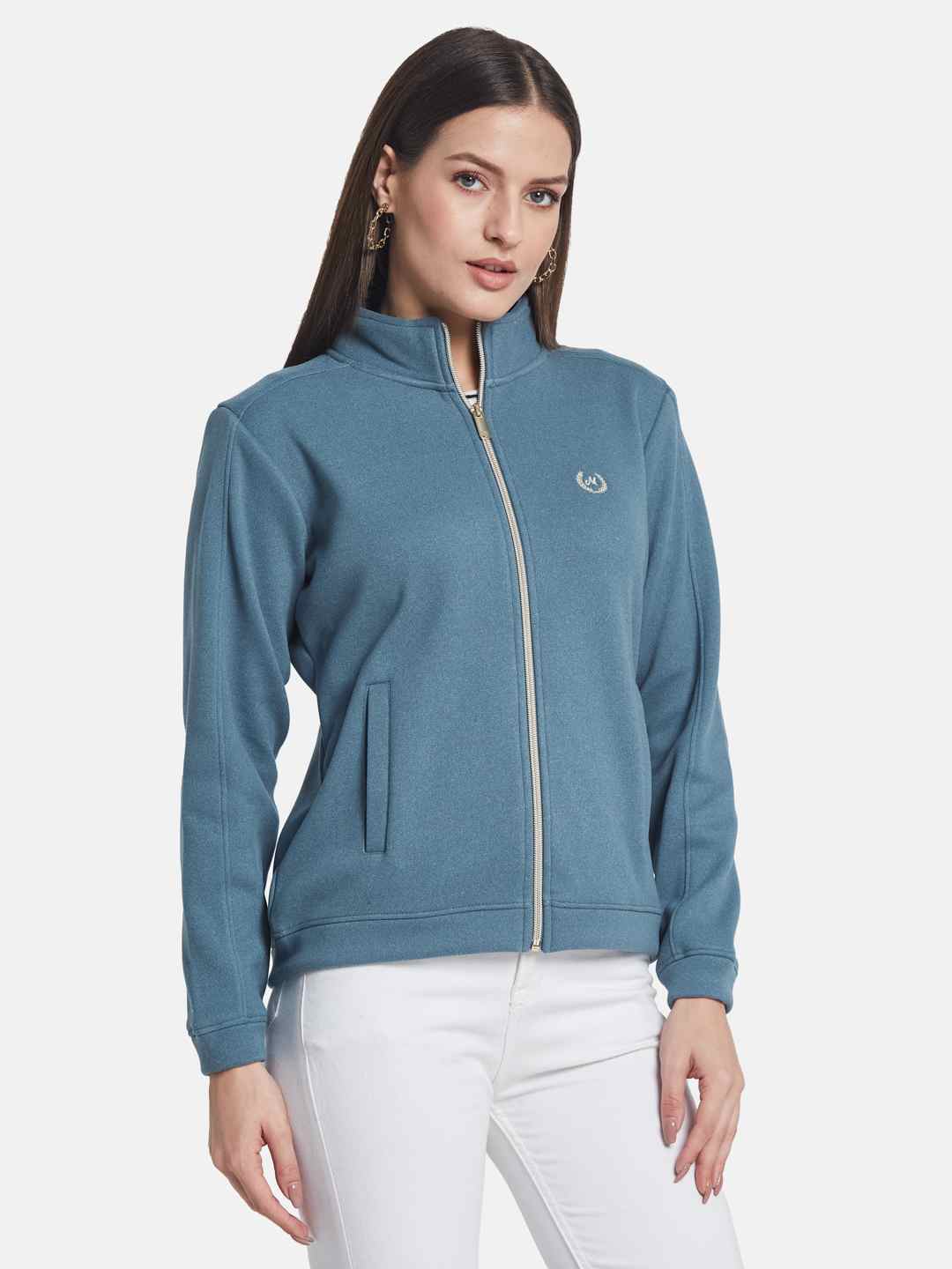 METTLE Women Mandarin Collar Long Sleeves Sweatshirt