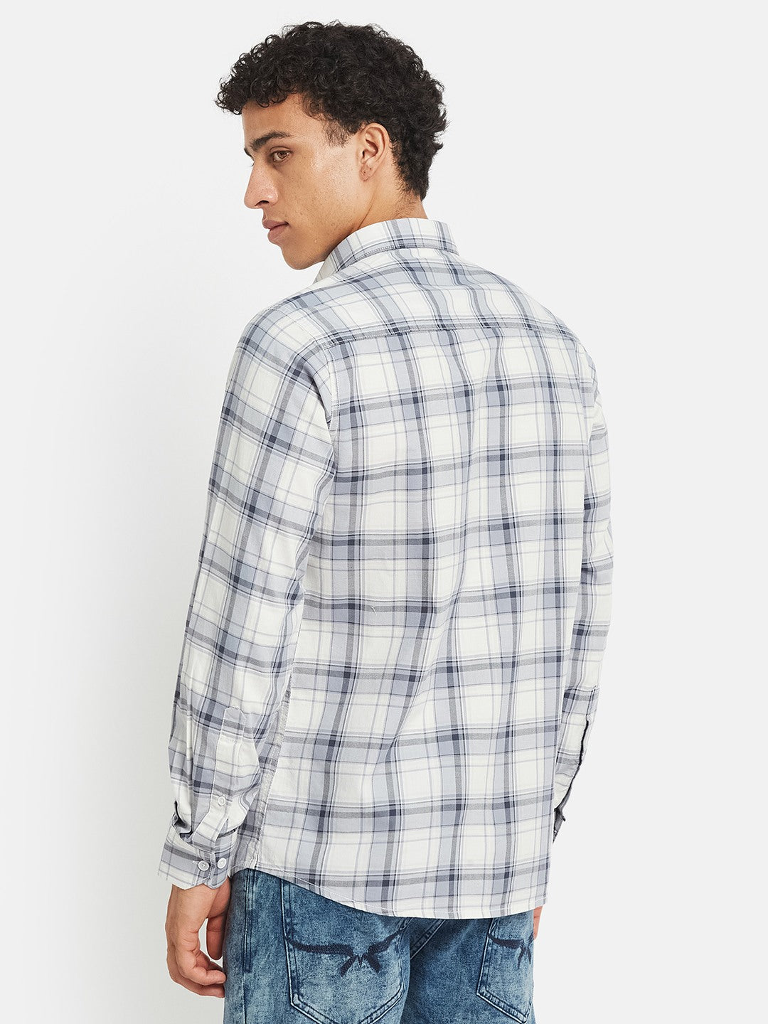 METTLE SS25 Striped Cotton Spread Collar Casual Shirt