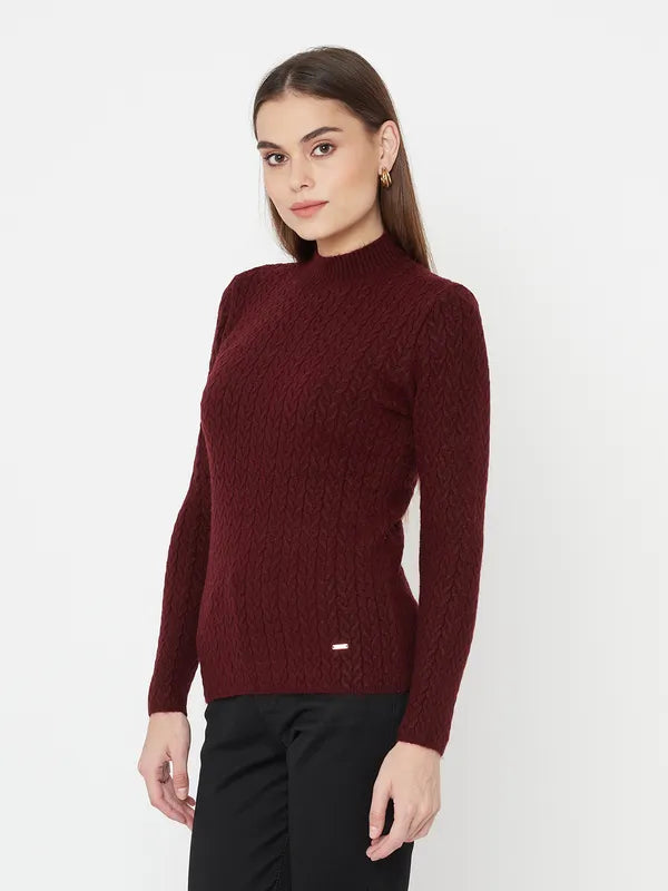 Maroon Acrylic Full Sleeve Pullover Sweater