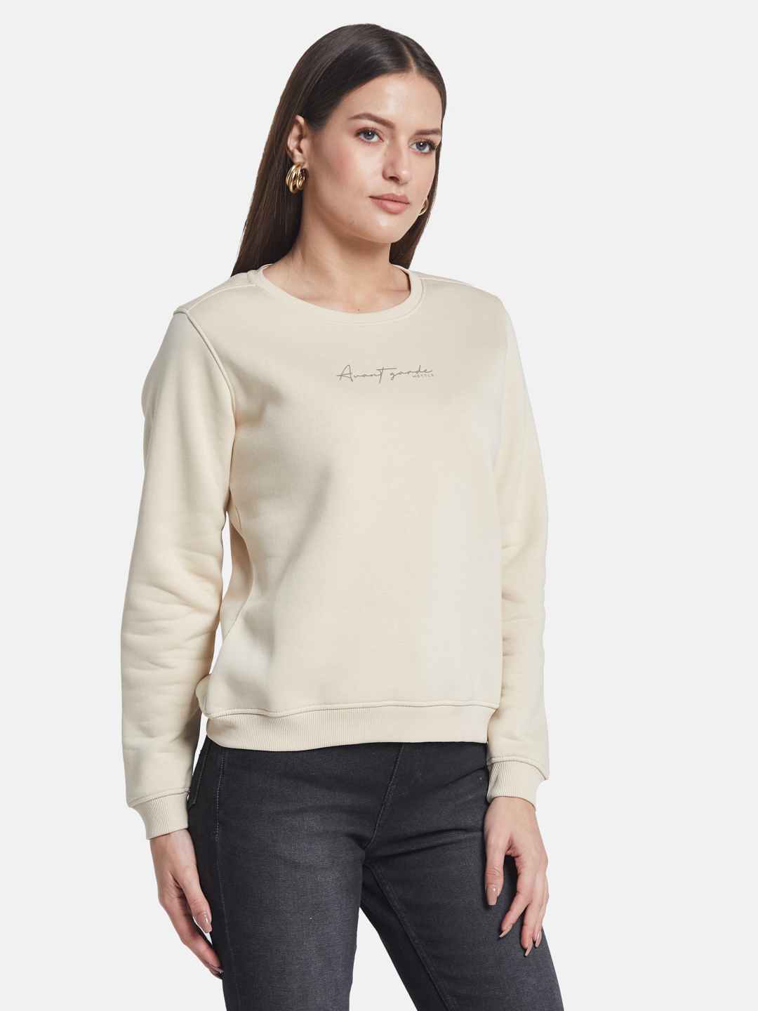 METTLE Women Round Neck Long Sleeves Sweatshirt