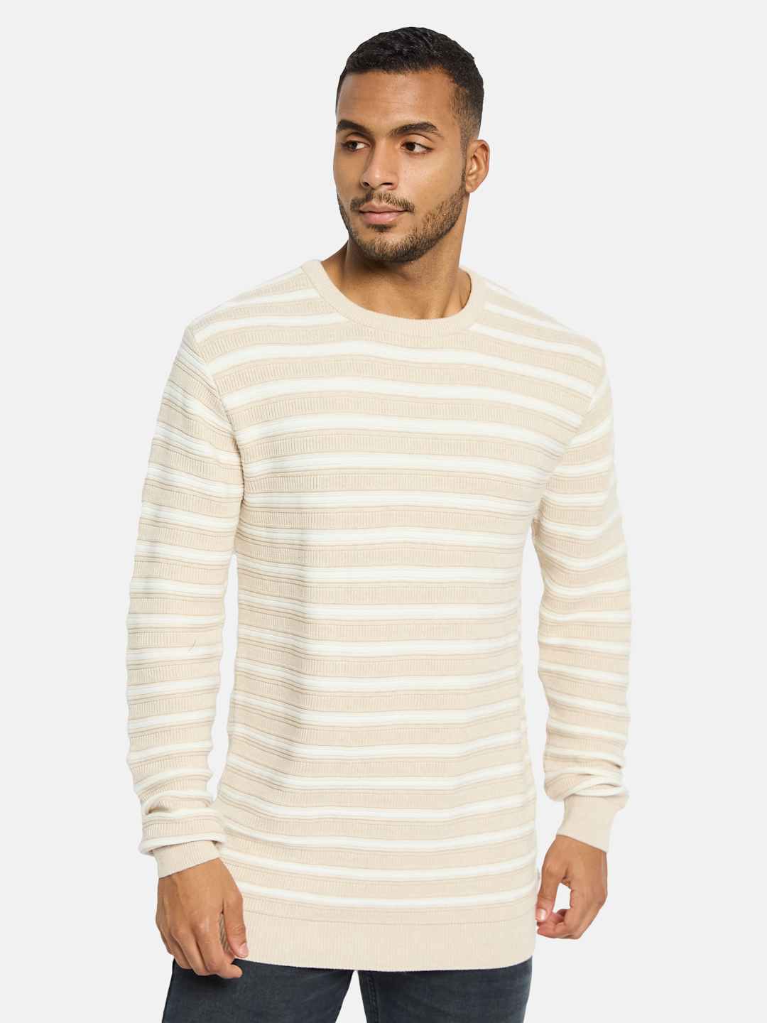 METTLE Men Striped Pullover