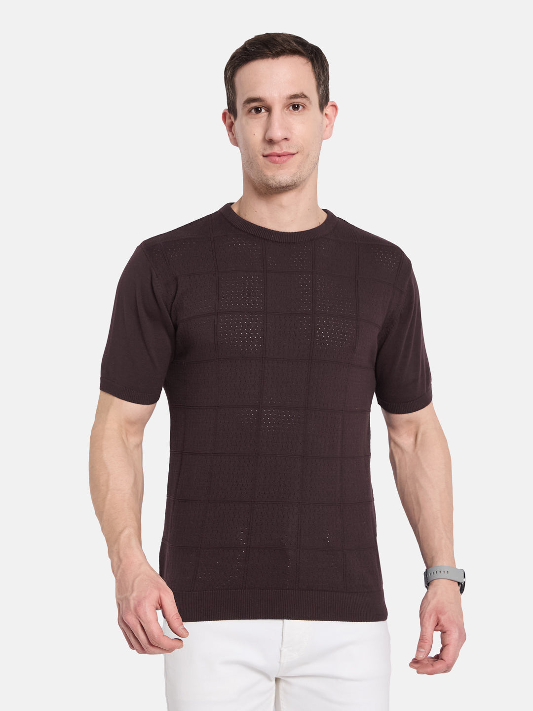 METTLE Men Checked T-shirt