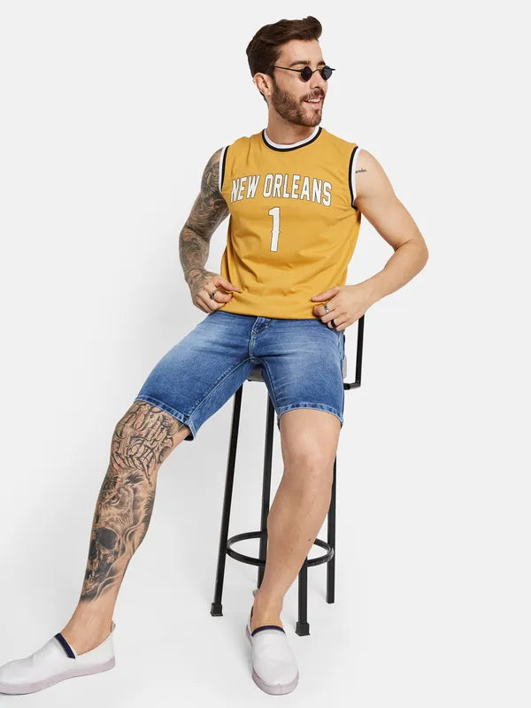 Octave Men Washed Cotton Denim Shorts
